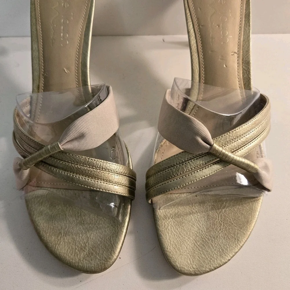 Touch Of Nina Size 8.5 Gold Grail Formal Strappy Stiletto Heel in‎ Box EUC